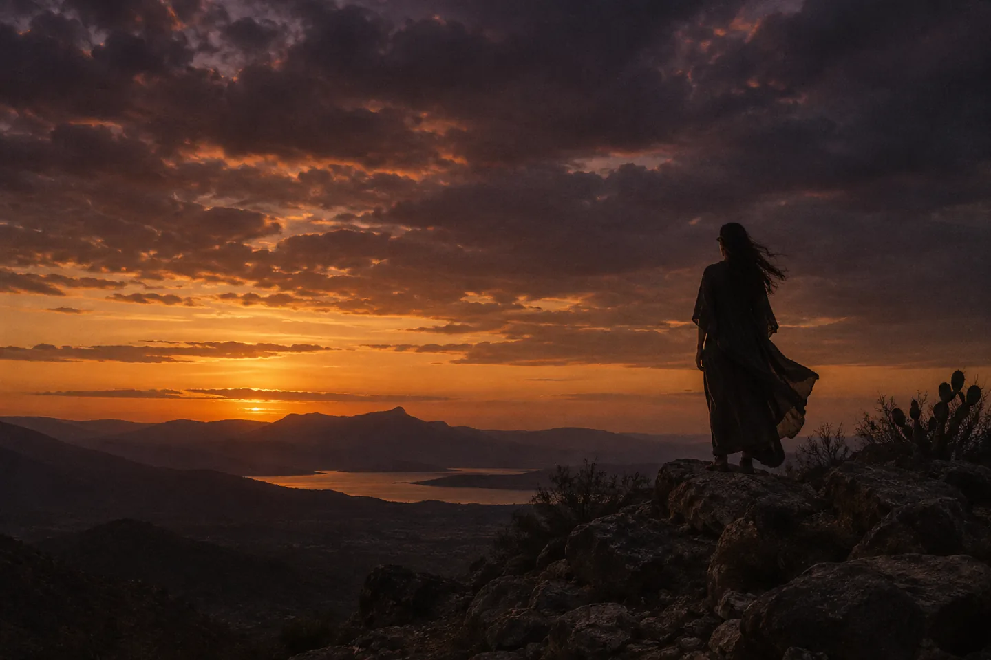 Mujer frente a un horizonte al atardecer, símbolo de libertad y autonomía